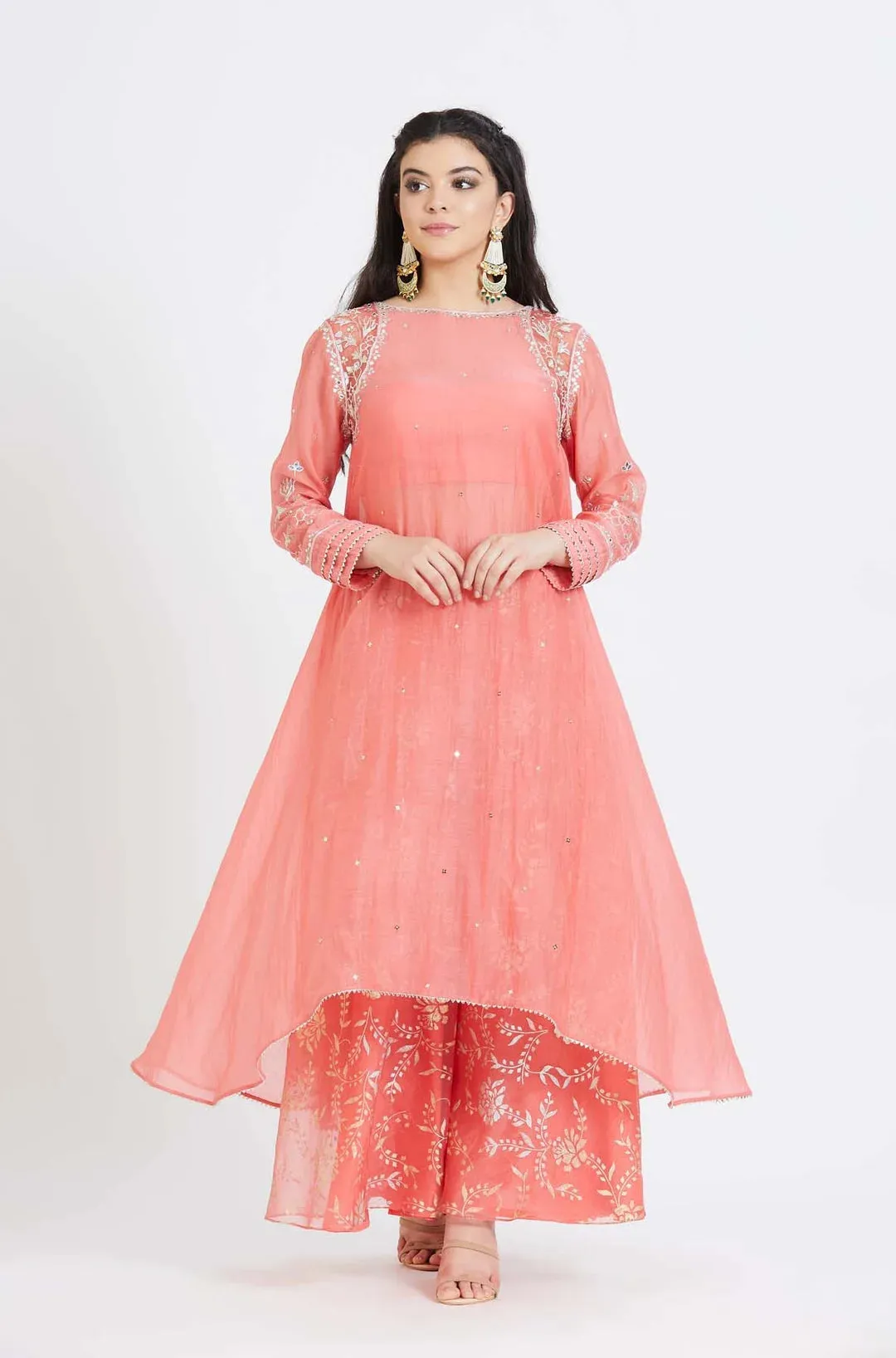 Coral Embroidered Kurta Set