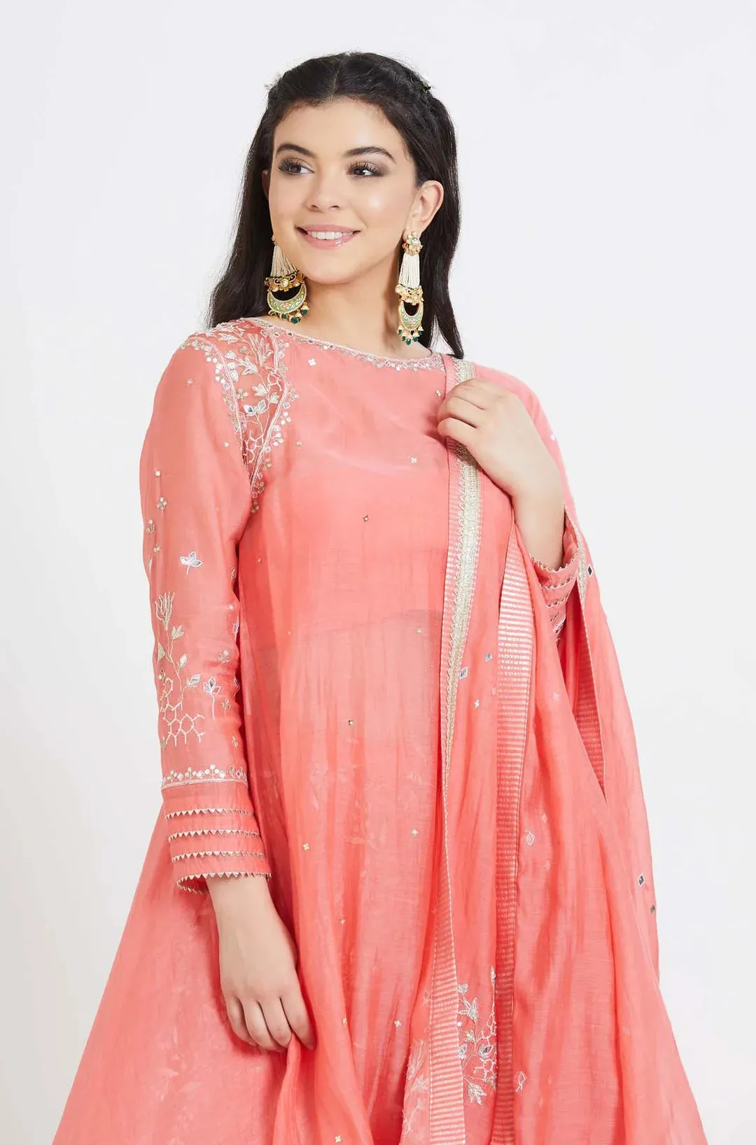 Coral Embroidered Kurta Set