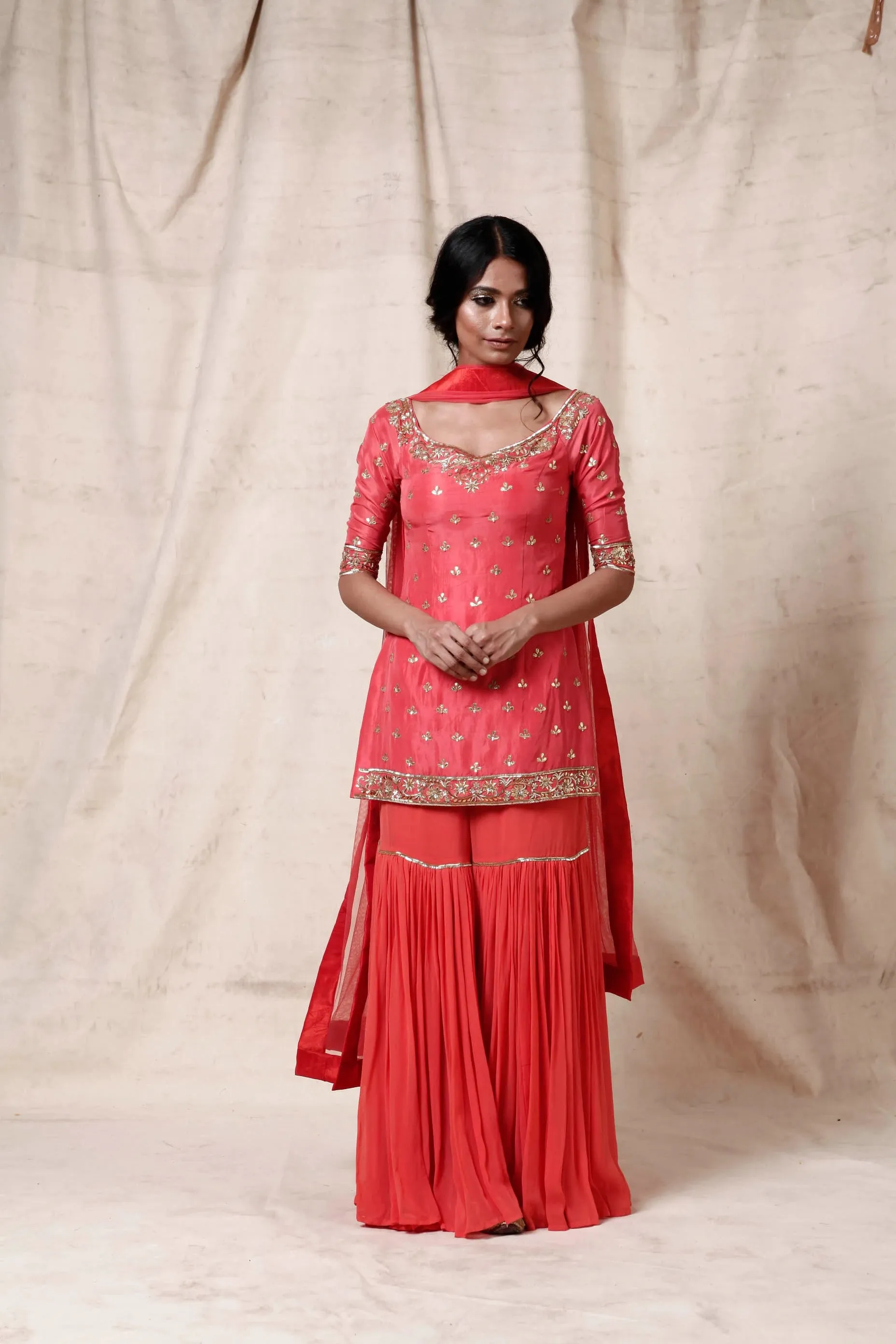 Coral Sharara Set