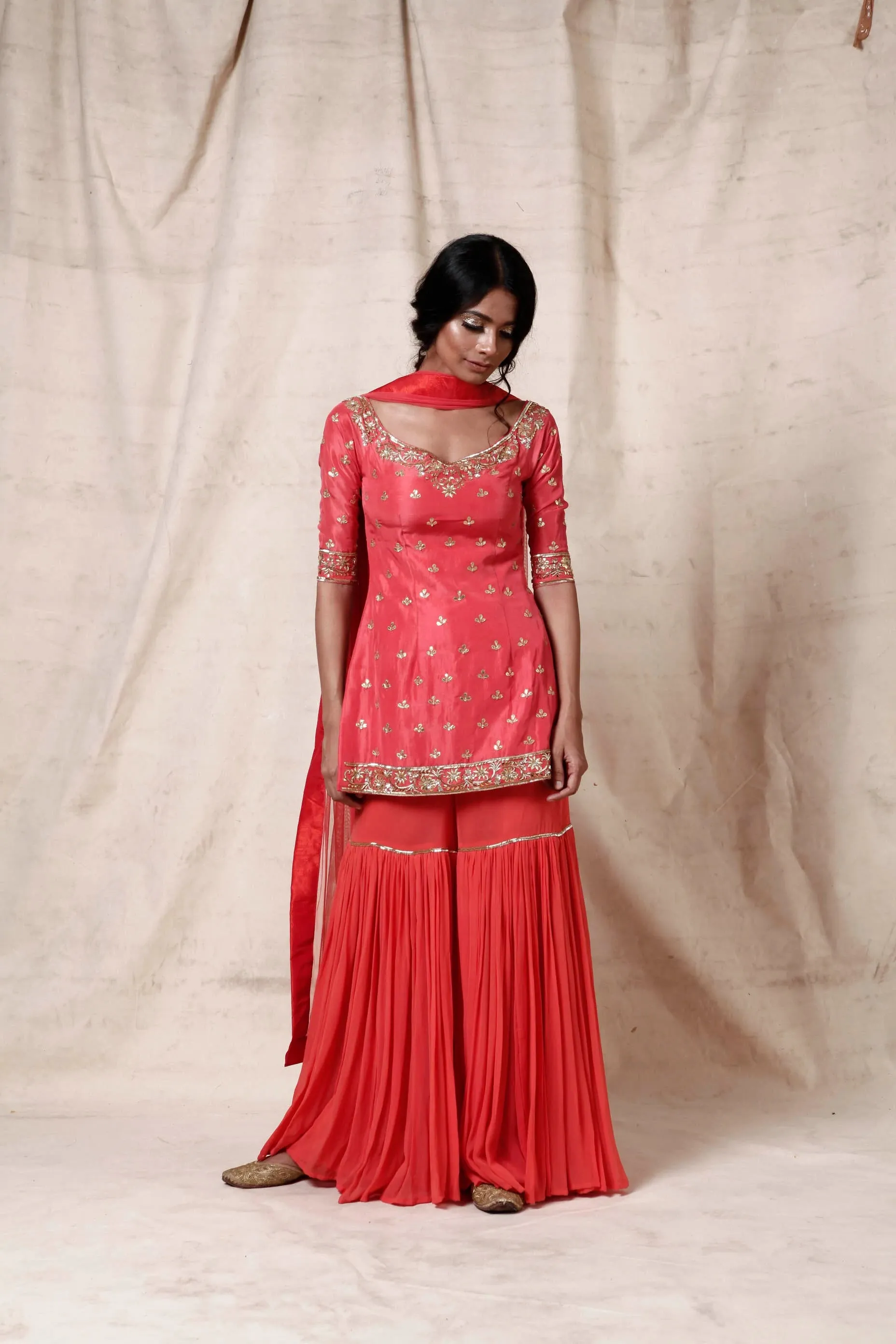 Coral Sharara Set