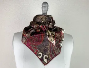 CR Red and Brown Paisley Silk Scarf