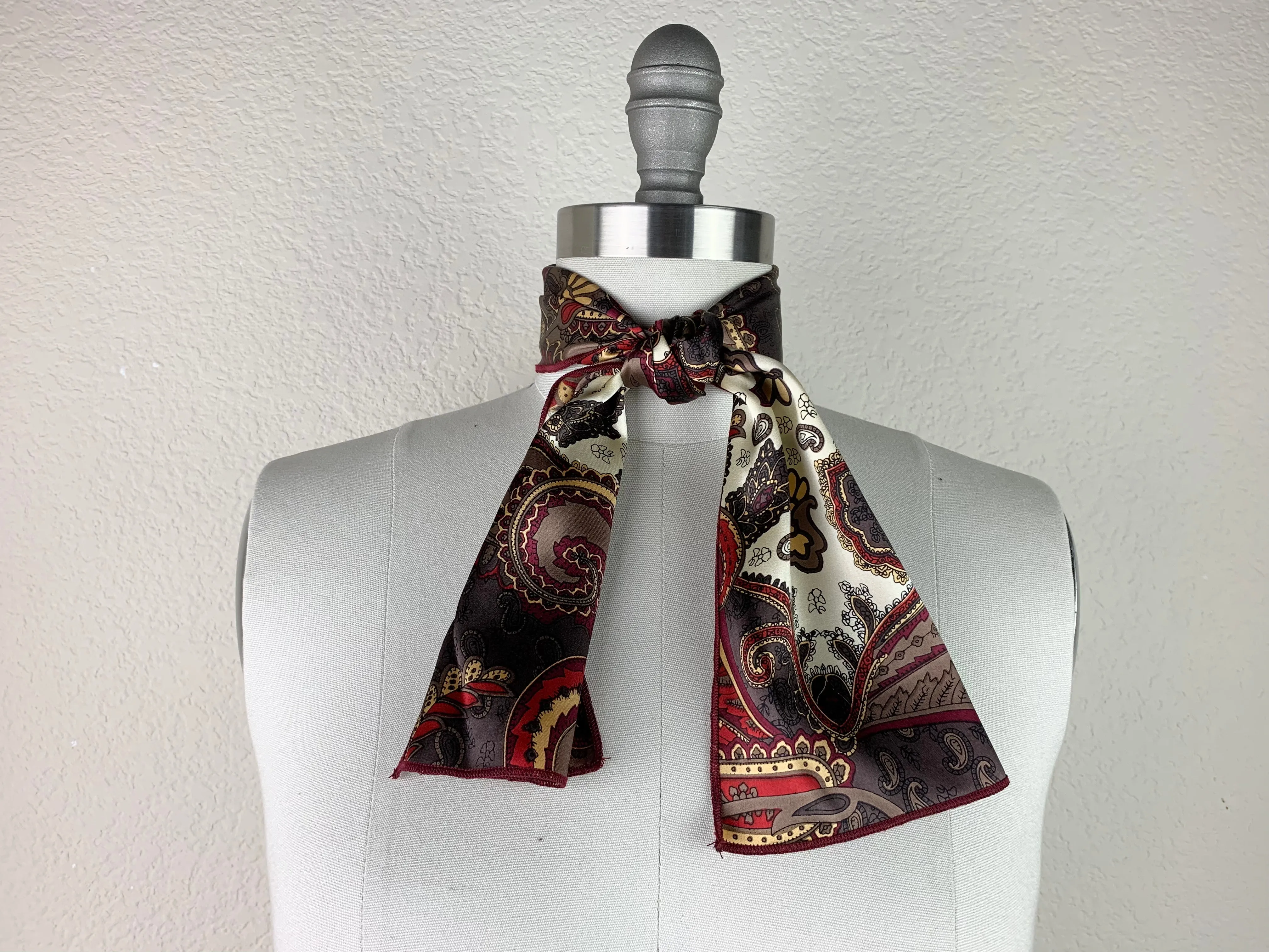 CR Red and Brown Paisley Silk Scarf