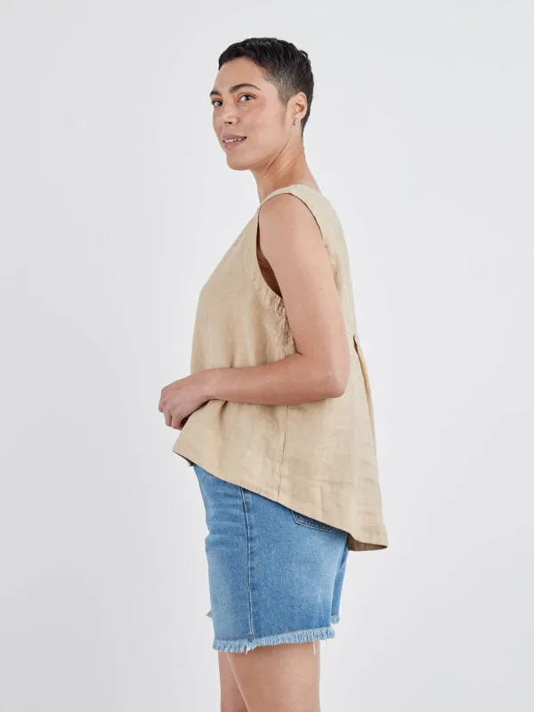 Cut Loose Hanky Linen Hi-Low Tank Top, Style #4205717