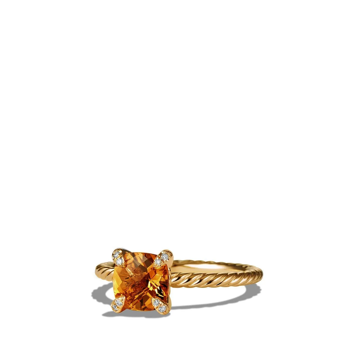 David Yurman Chatelaine Ring with Citrine and Diamonds in 18K Gold