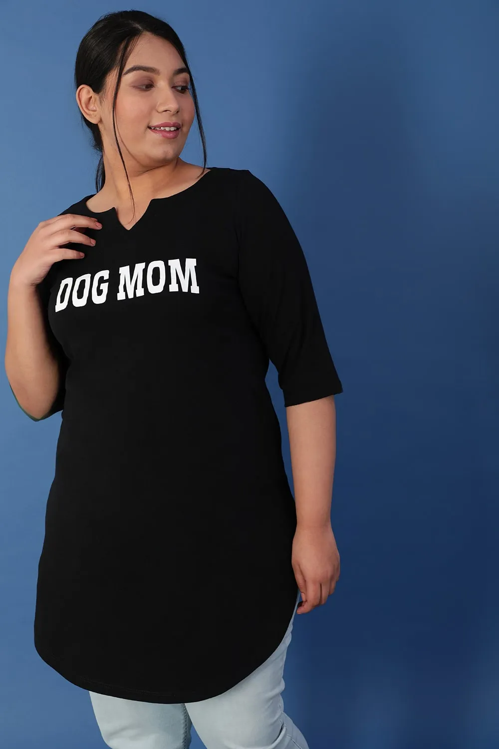 Dog Mom Black Longline Tshirt