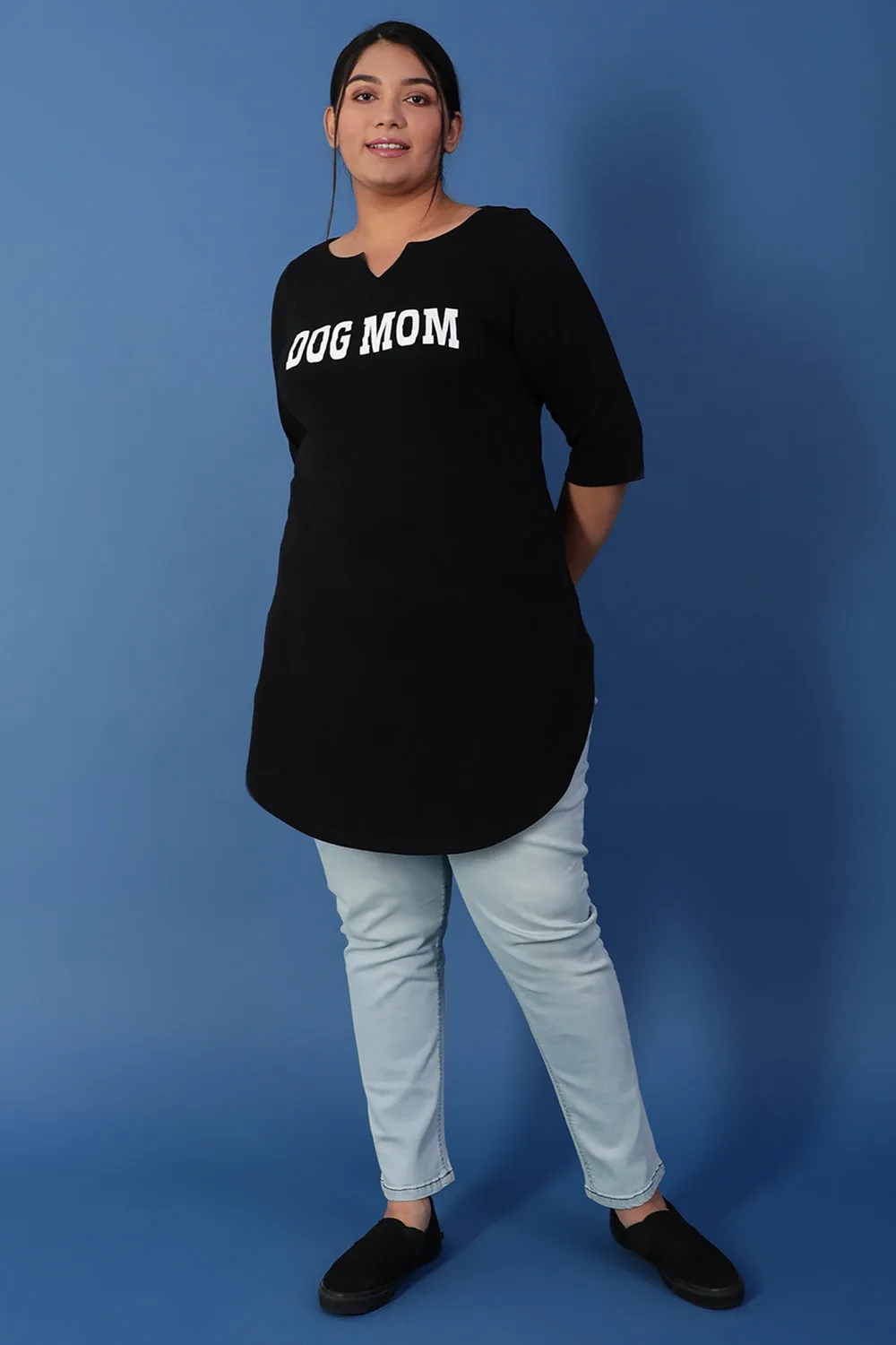 Dog Mom Black Longline Tshirt