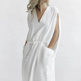 Drawstring waist linen dress by Seaside Tones