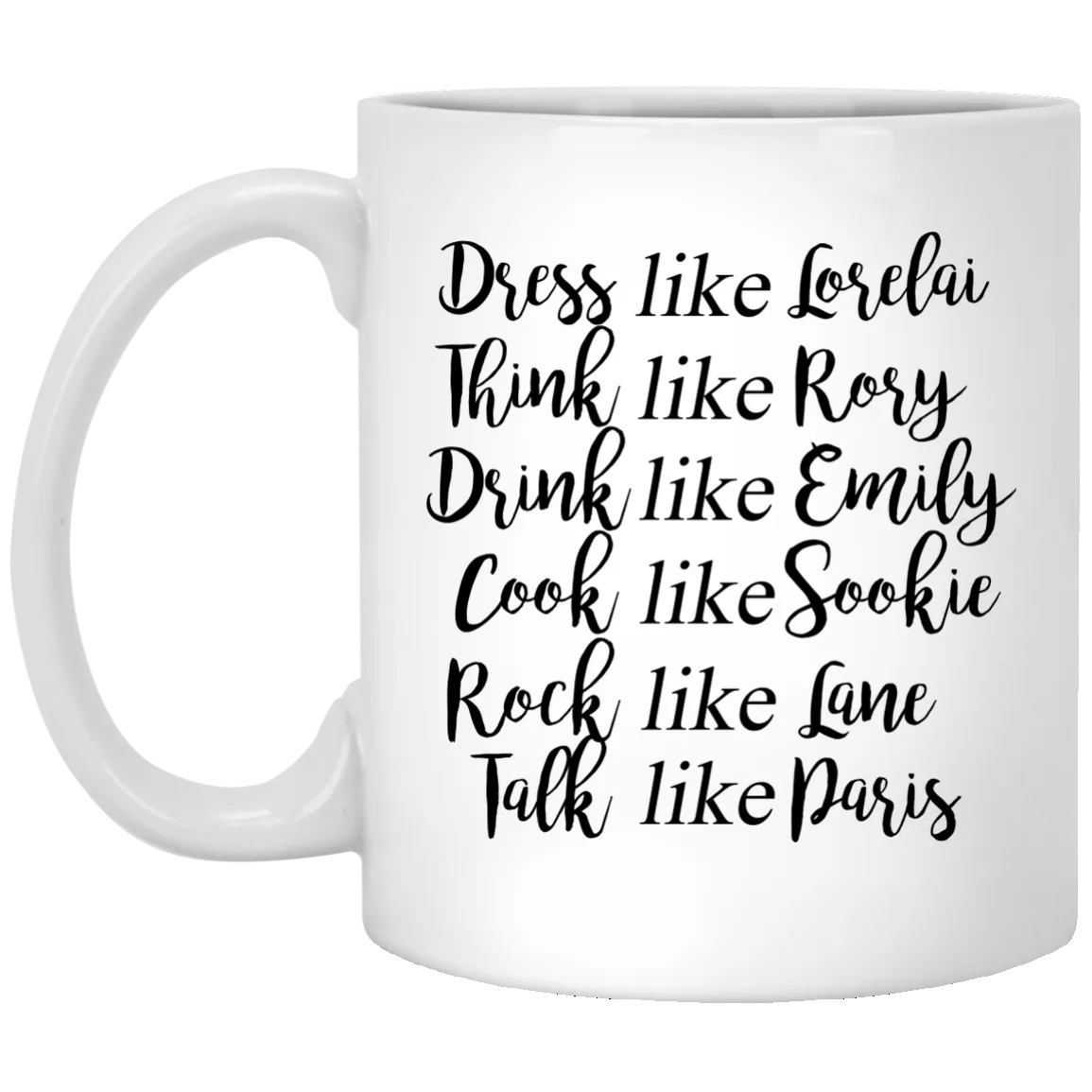 Dress Like Lorelai, Think Like Rory Mugs