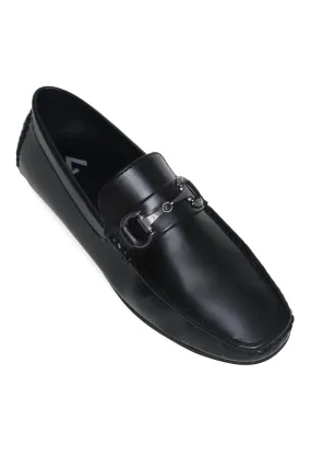 ELEGANT BUCKLE DETAIL LOAFERS-BLACK