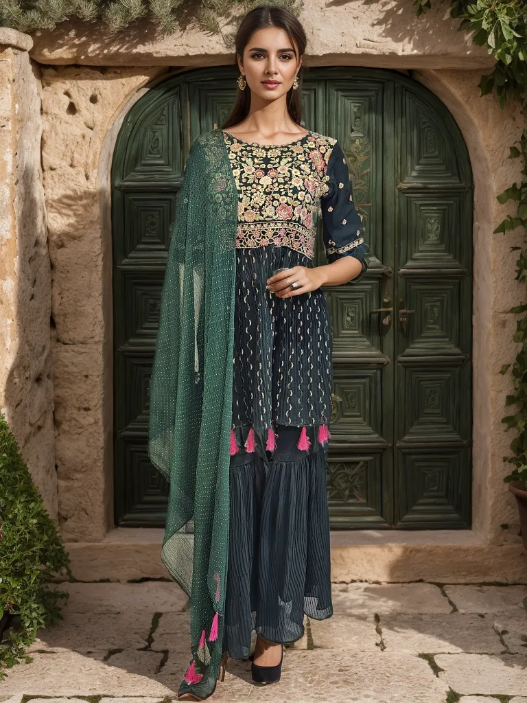 Elegant Georgette Suit Set with Sharara