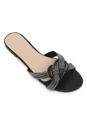 ELEGANT KNOT DESIGN SLIDES-BLACK