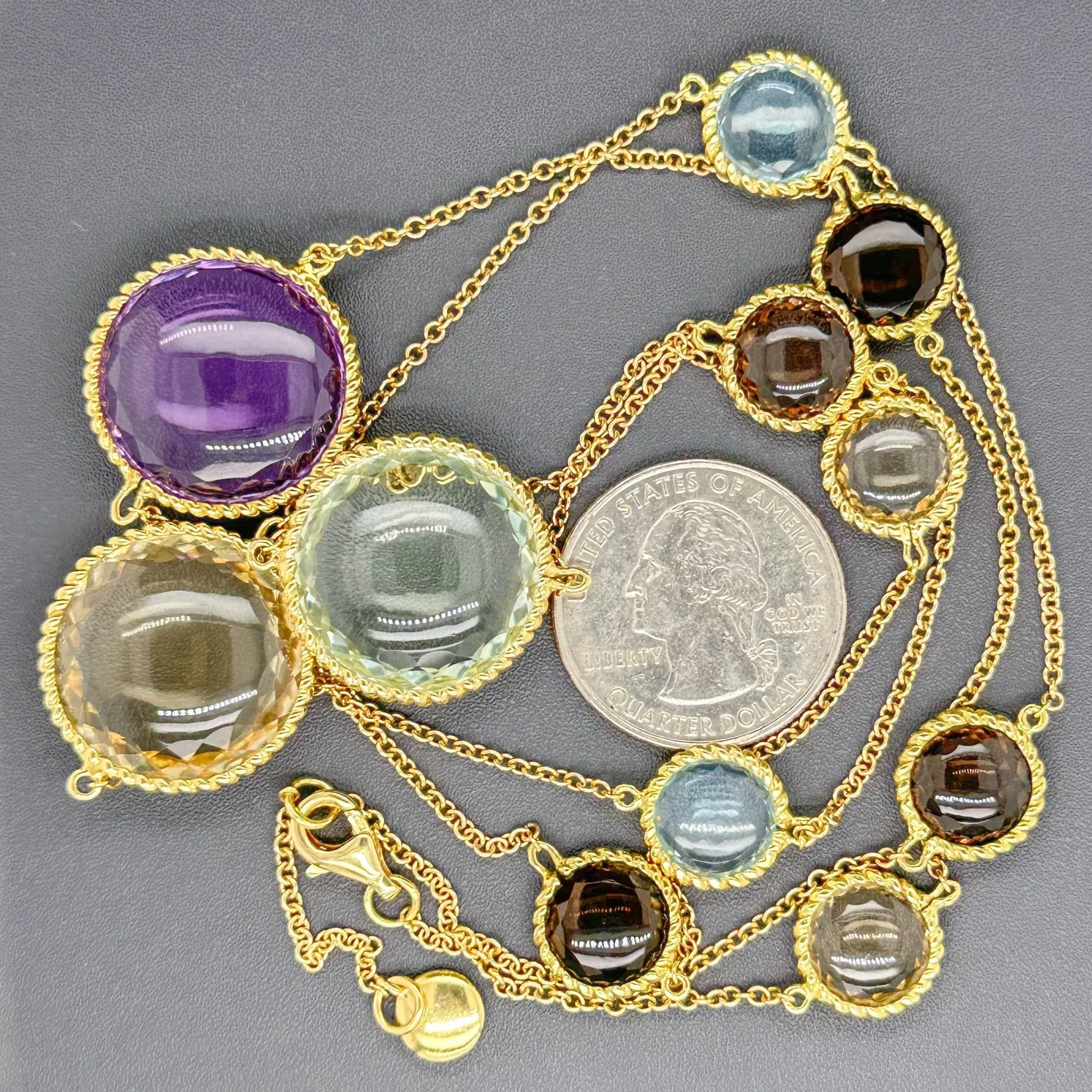 Estate Roberto Coin 18K Y Gold Multi-Gemstone 32” Necklace