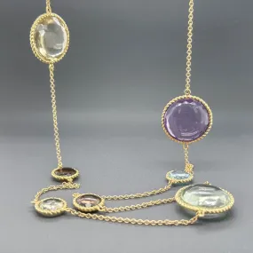 Estate Roberto Coin 18K Y Gold Multi-Gemstone 32” Necklace