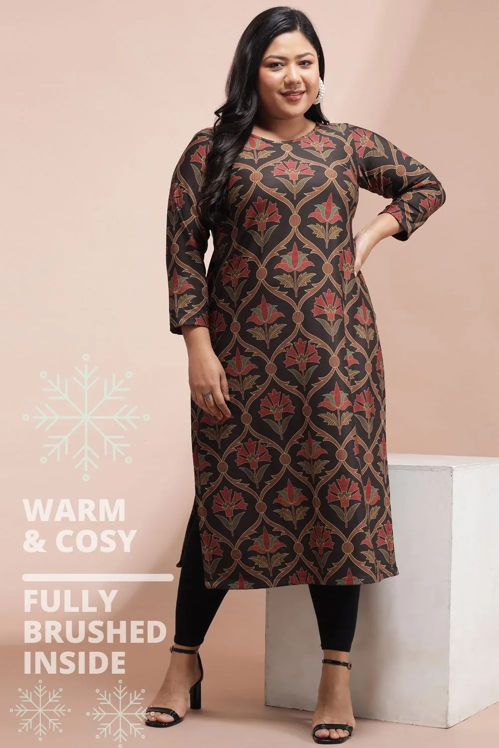 Ethnic Motif Art Woolen Winter Kurti