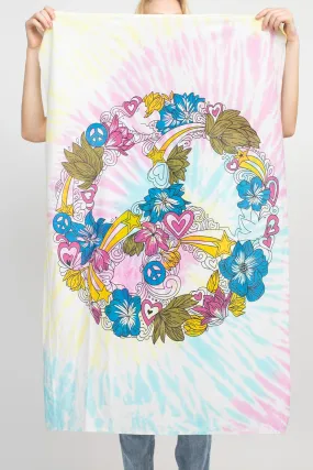 Floral Peace Sign Tie-Dye Small Tapestry