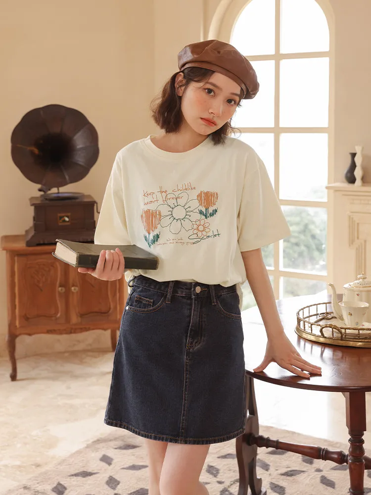 Florish Me Vintage loose print t-shirt