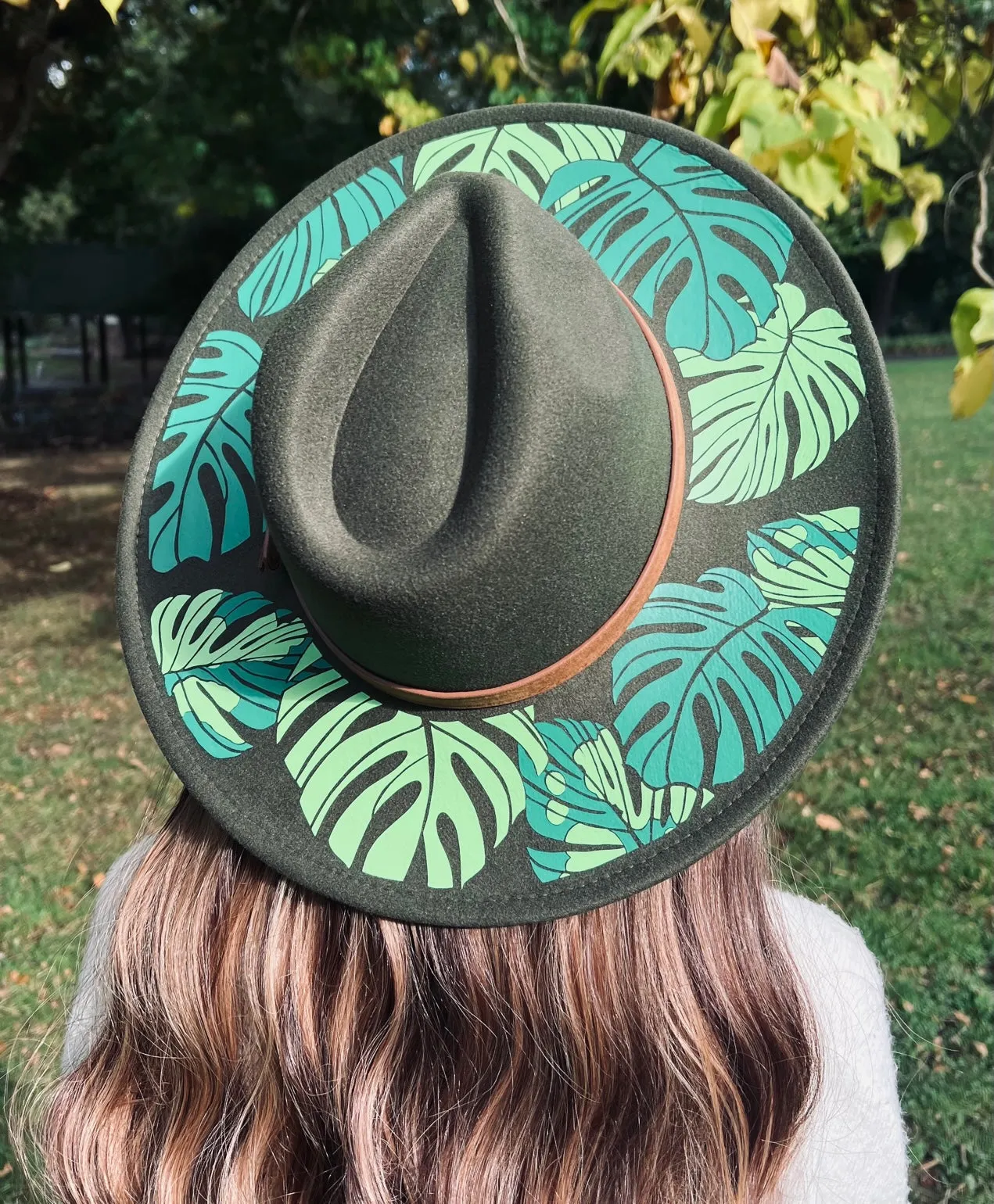 Fox & Fable - Vegan Felt Wide Brim Hat - XL Brim - Monstera