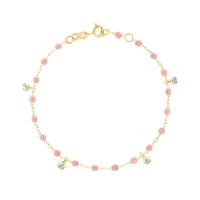 Gigi Supreme 4 Diamond Bracelet, Blush, Yellow Gold, 6.7"