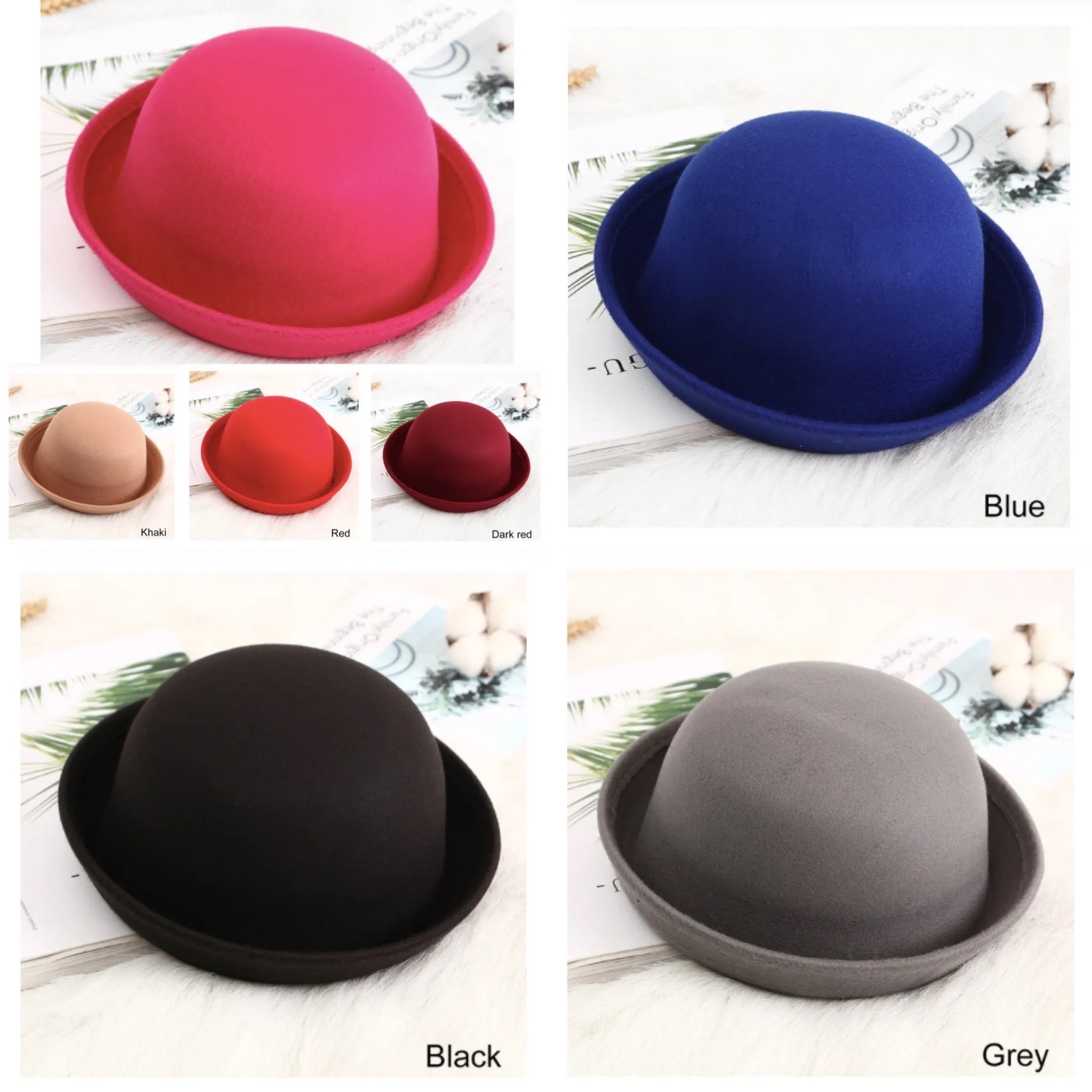 Girls And Boys  Woolen Adjustable Bowler Fedora Hat - ONLY 5 LEFT !!!