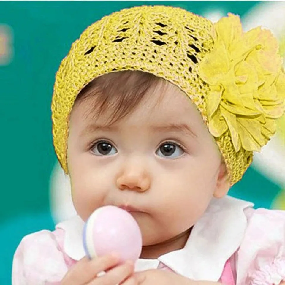 Girls Big Flower Knit Hat - ONLY 5 LEFT !!!