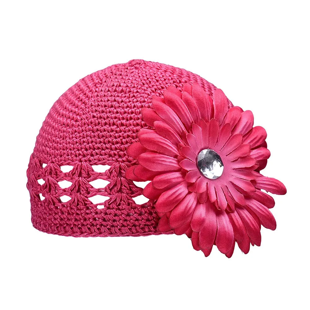 Girls Crochet Flower Hat - ONLY 1 LEFT !!!