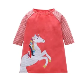 Girls Full Sleeve Unicorn Dress - 2 Colours