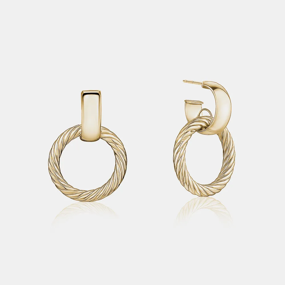 Gold Interlock Twisted Hoops