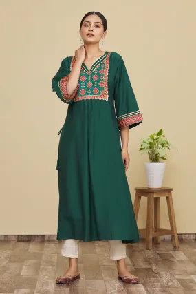 Green Geometric Print Kurta