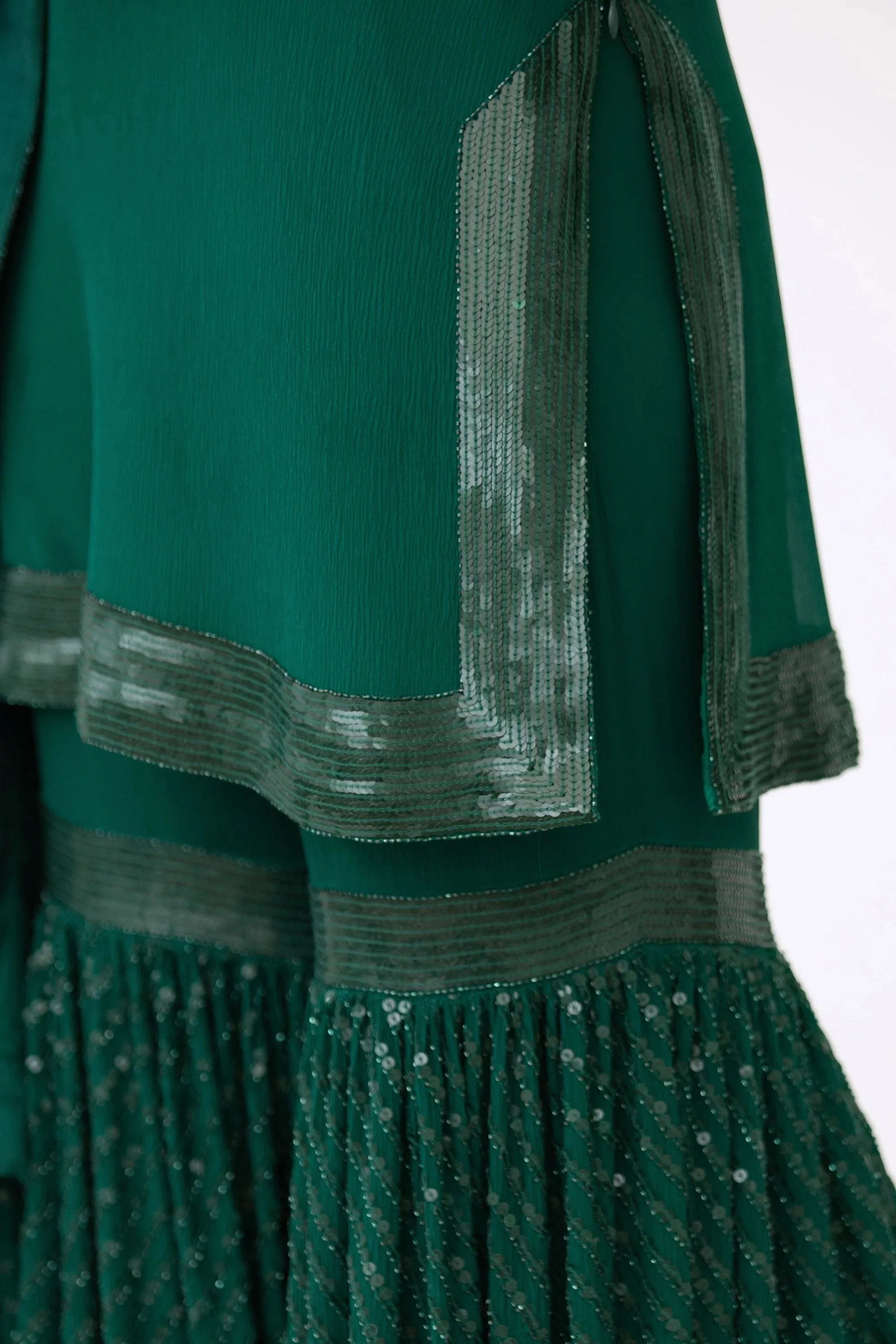 Green Sequins Sharara Set