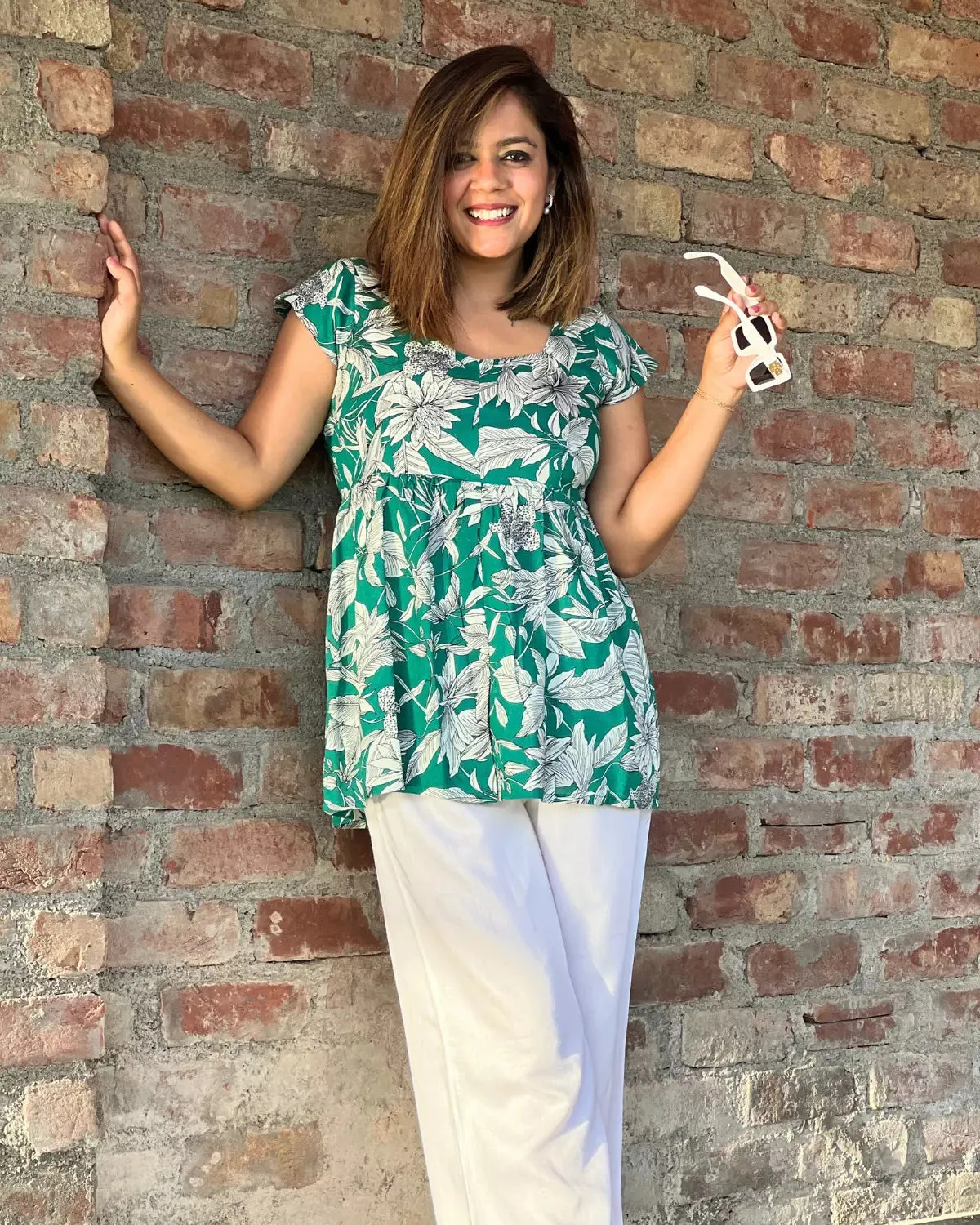 Green Women's Long Top For Summer