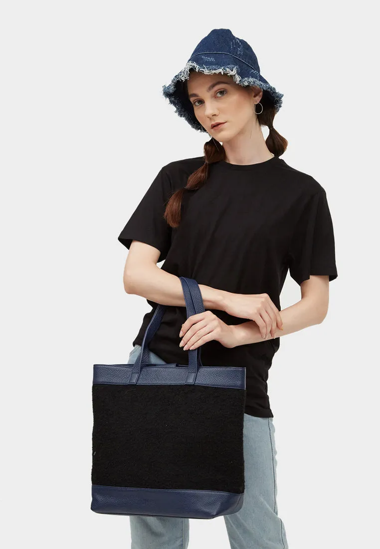 Grey By Ortenhill Evangeline Blue Leather Felt Tote (Unisex)