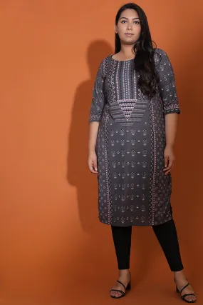 Grey Ethnic Print Kurti