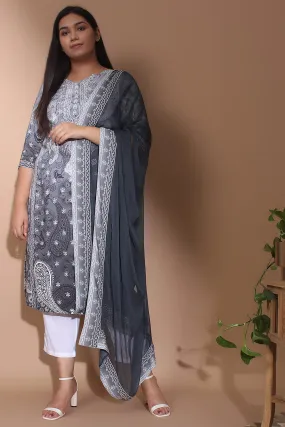 Grey Hues Ombre Printed Kurti