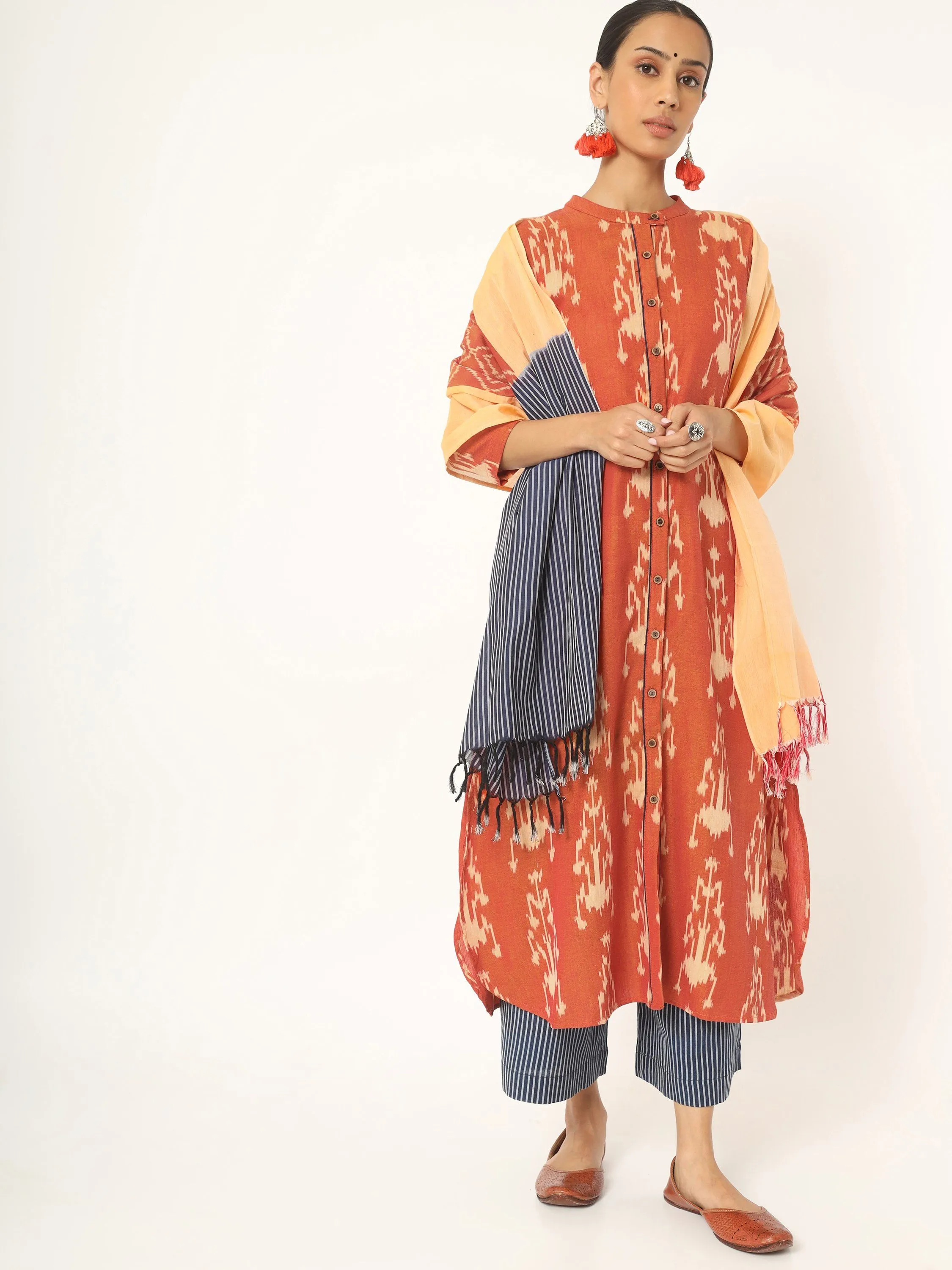 Handloom Ikat Kurti with Palazo and stole