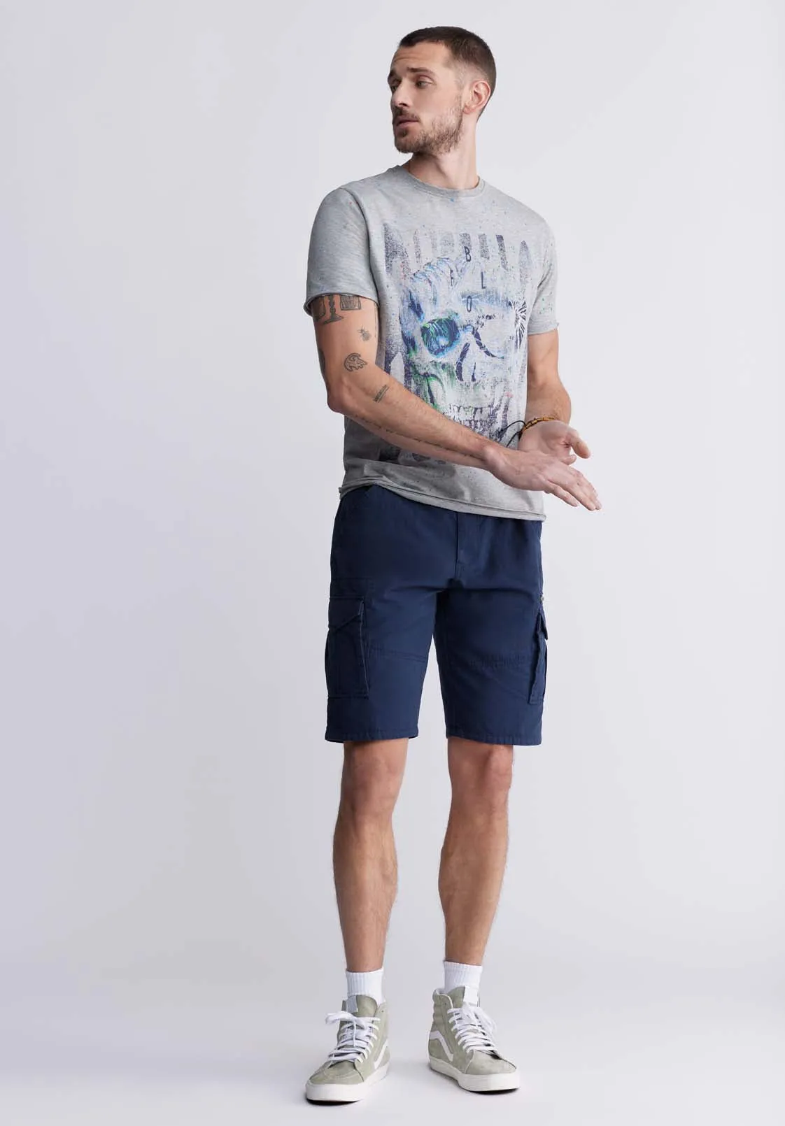 Hiero Men's Shorts with Cargo Pockets in Midnight Blue - BM24270