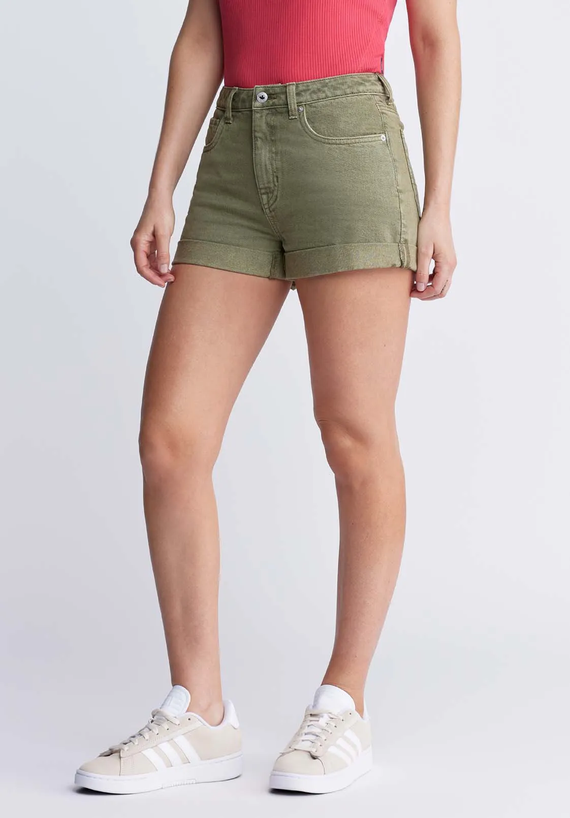 High Rise Relaxed Goldie Women's Shorts in Aloe Green - BL15963