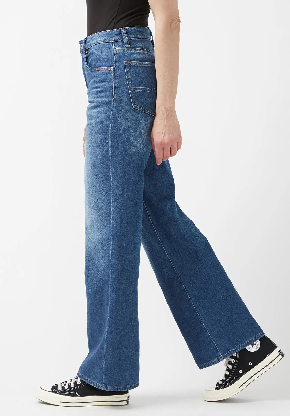 High Rise Wide Leg Addie Women's Jeans in Antique Sanded Blue - BL15817