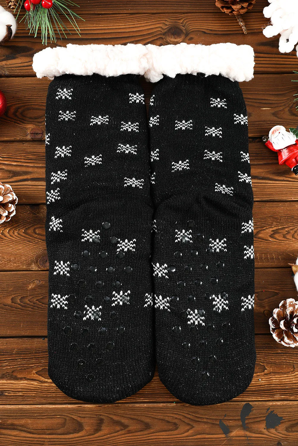 Holiday Socks for Women Christmas Cartoon Pattern Woolen Knit Socks