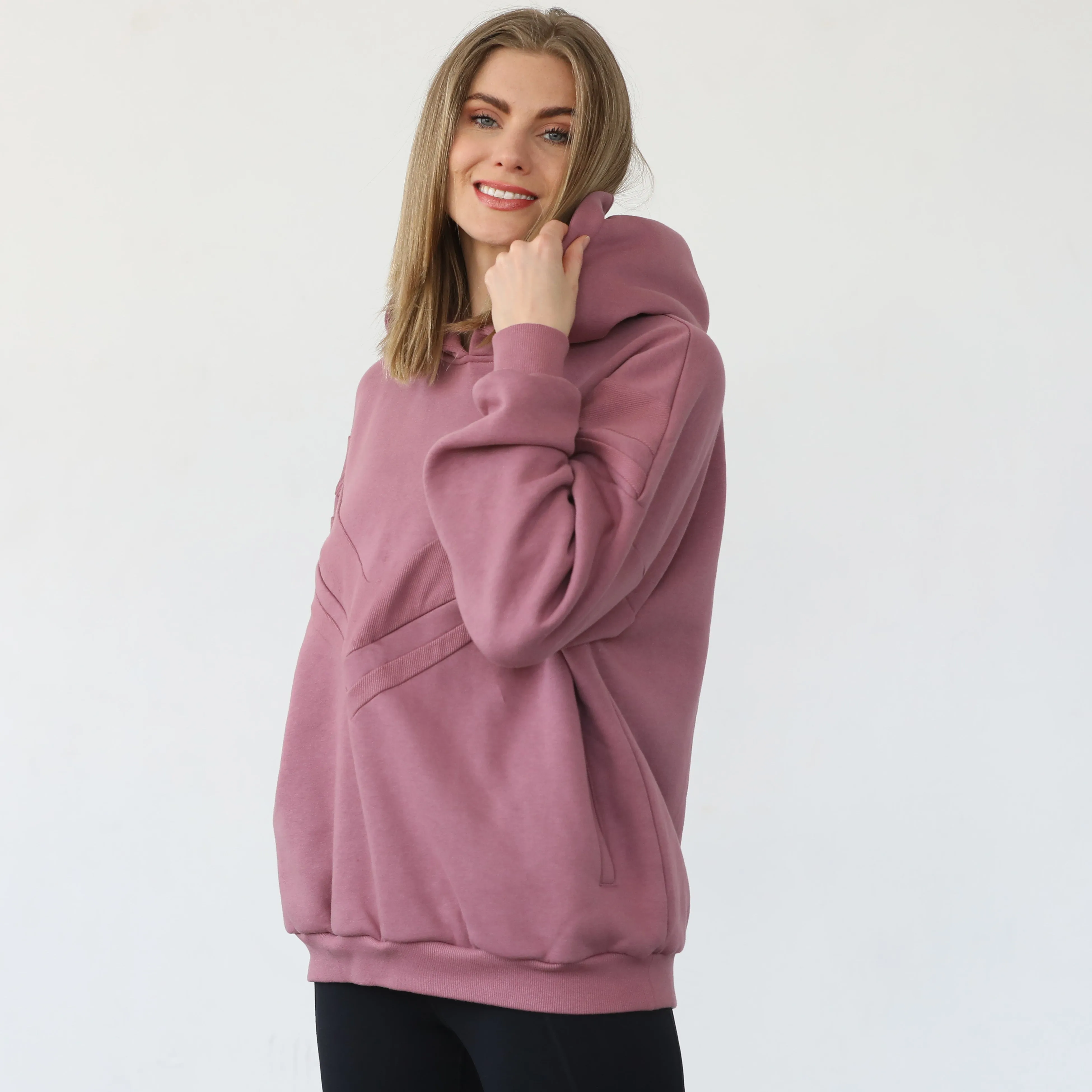 Isabella Ultra Soft Oversized Nursing & Pregnancy Hoodie (Mauve Smoke)