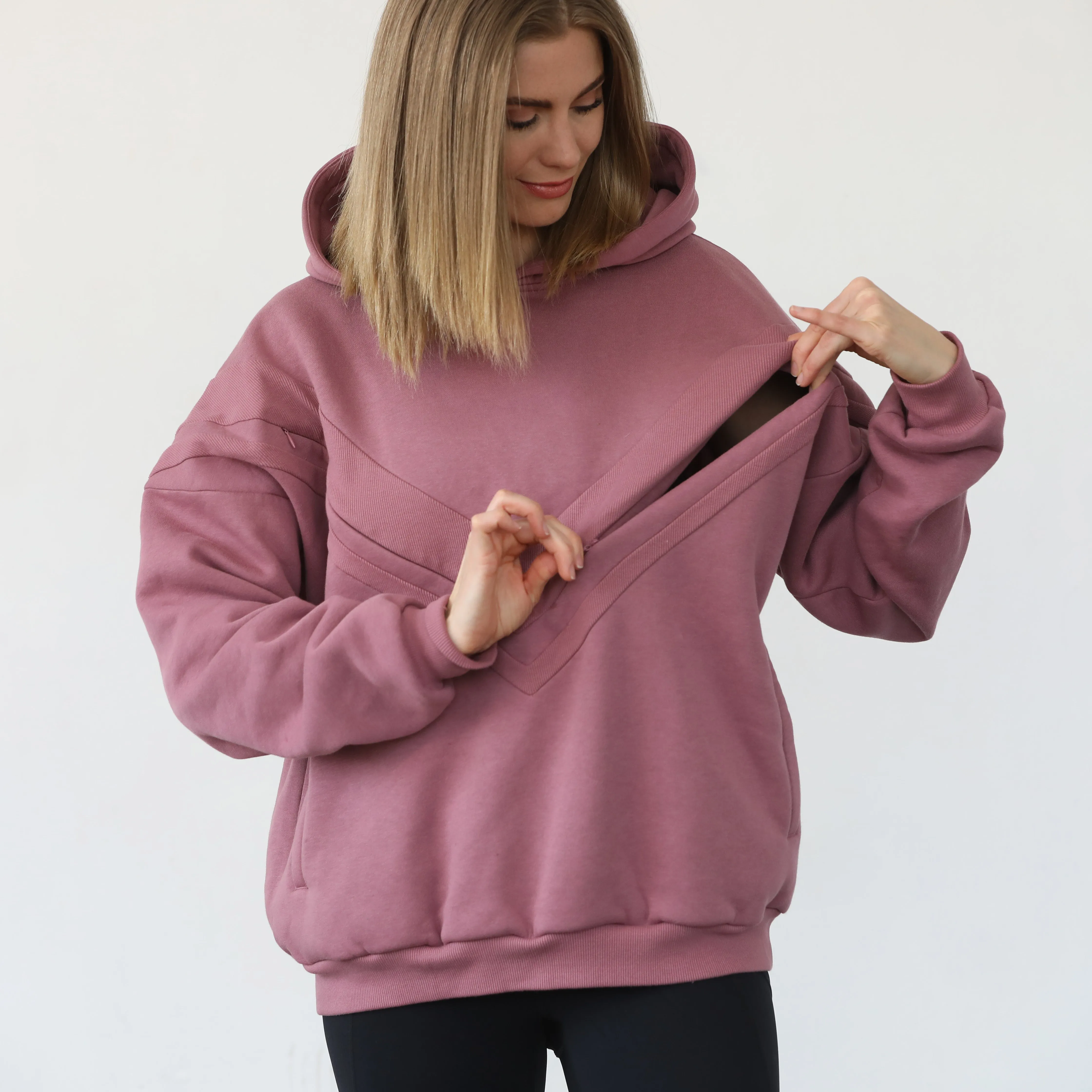 Isabella Ultra Soft Oversized Nursing & Pregnancy Hoodie (Mauve Smoke)