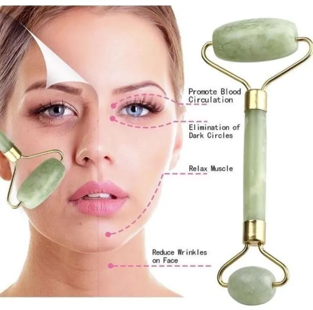 Jade Roller Beauty Tool Facial Massage Eliminate Stress Detoxify Face Massager Promotes Circulation