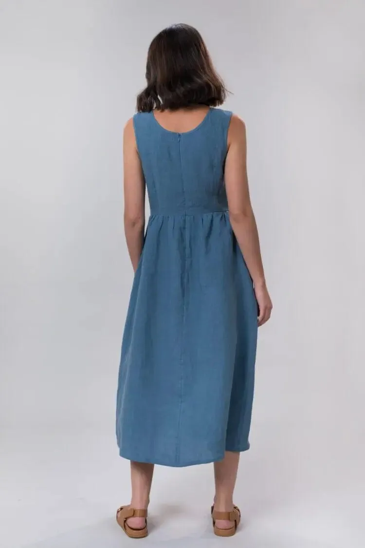 Jane Dress in Sky Linen by Wilga Clothing