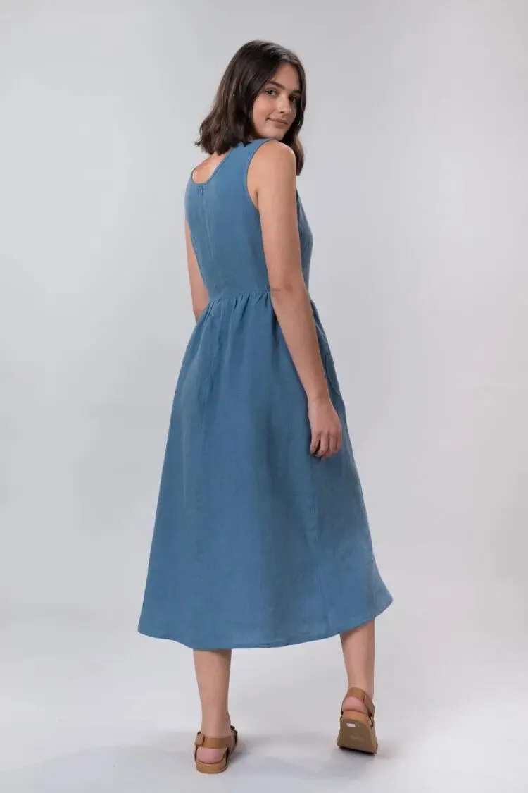 Jane Dress in Sky Linen by Wilga Clothing