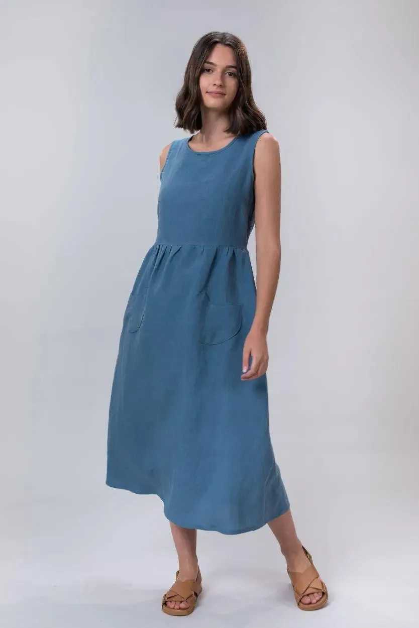 Jane Dress in Sky Linen by Wilga Clothing