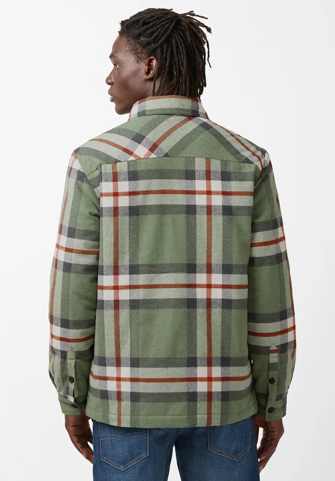 Jomon Men’s Shacket in Green Grey Plaid - BM24103