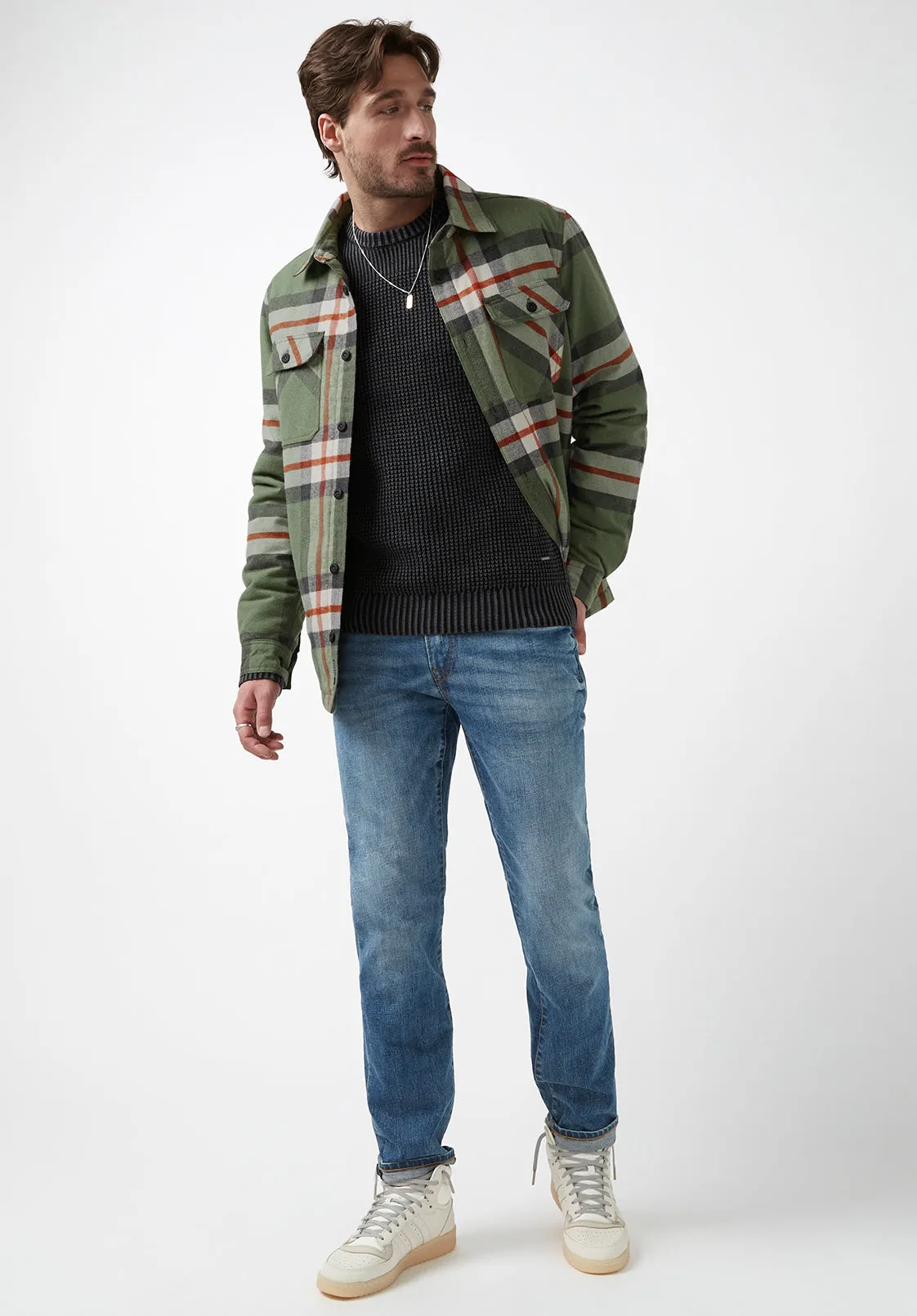 Jomon Men’s Shacket in Green Plaid - BM24103