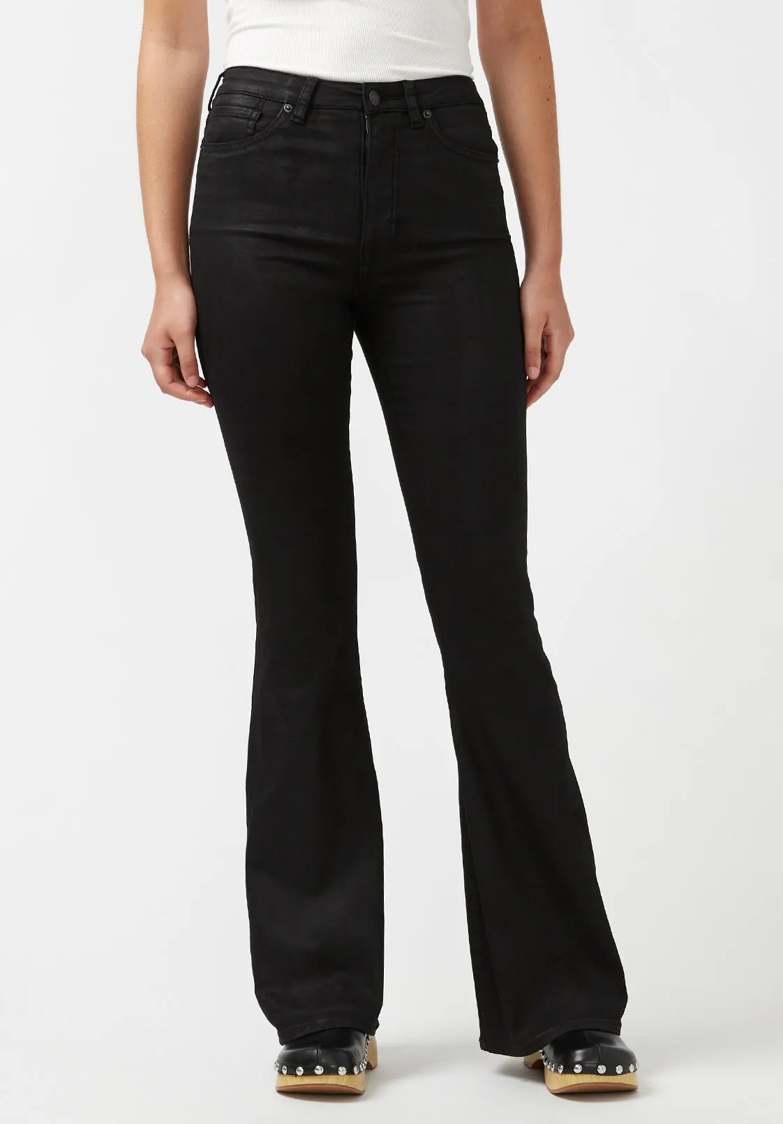 Joplin High Rise Flared Women's Coated Jeans in Black - BL15945