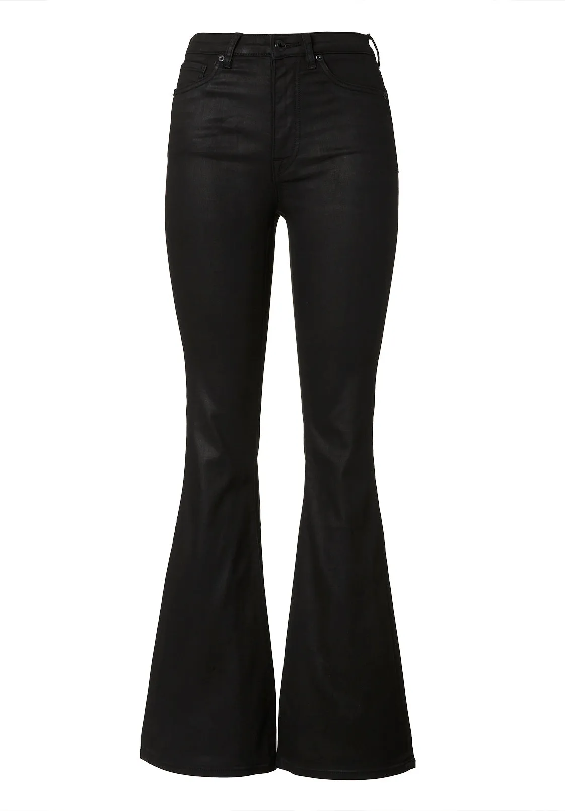 Joplin High Rise Flared Women's Coated Jeans in Black - BL15945