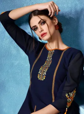 Kajri Silk Kurti Collection - black