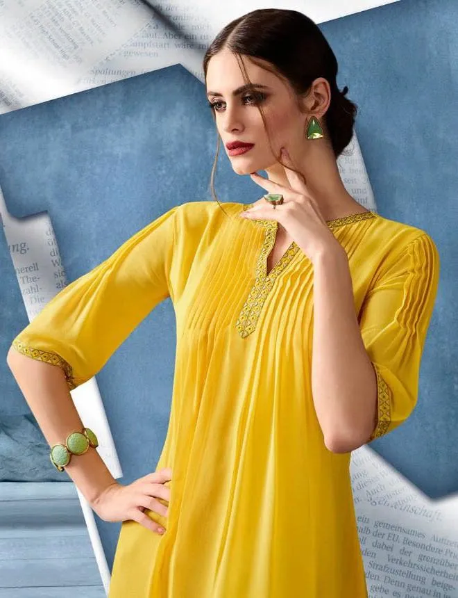 Kajri Silk Kurti Collection - yellow